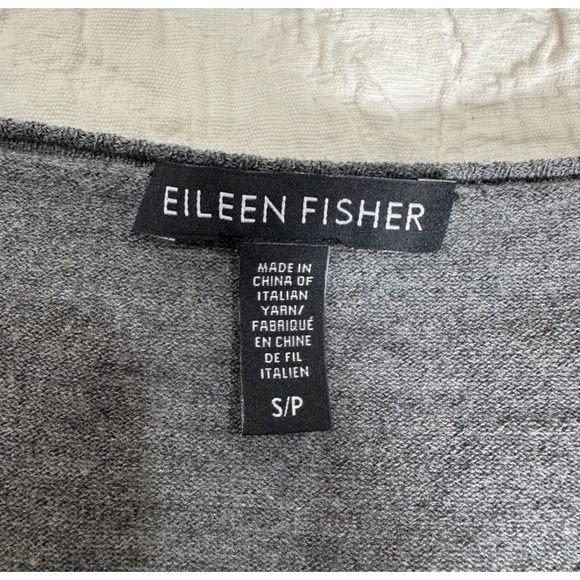 EILEEN FISHER Charcoal Grey Merino Wool Long Sleeve Tunic Sweater Top Size Small - Picture 3 of 6